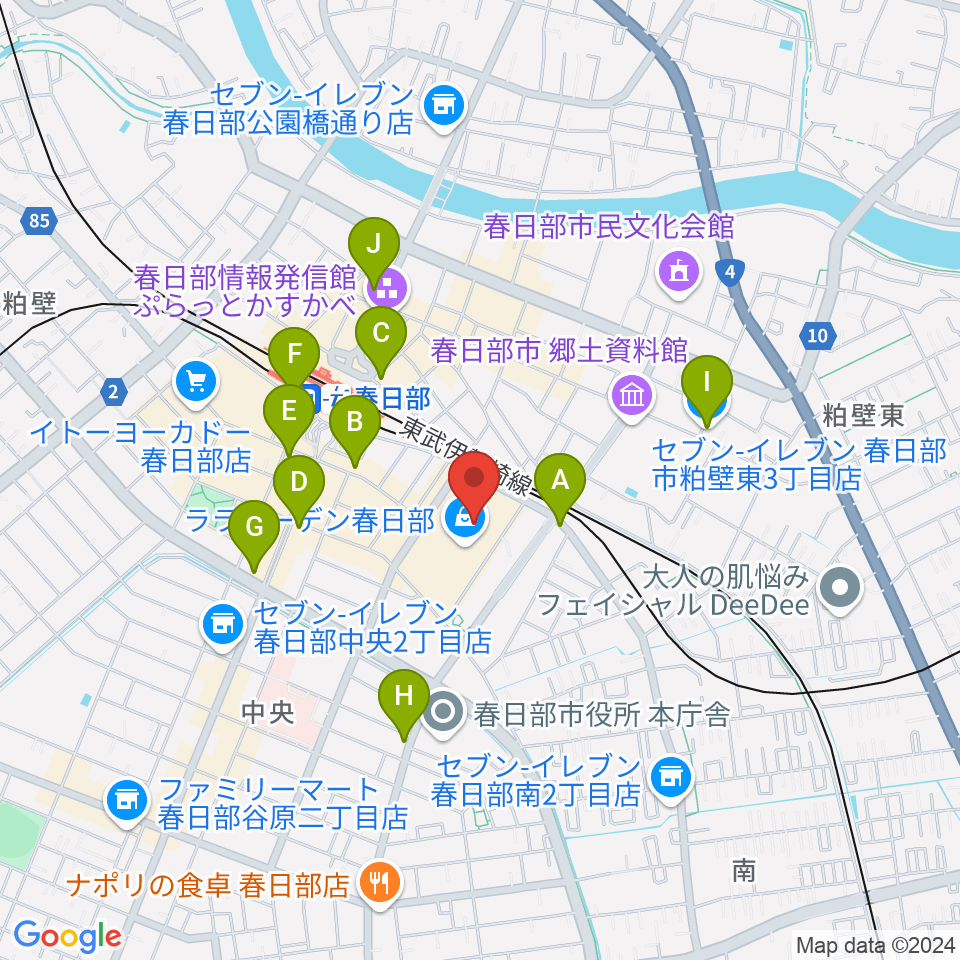 春日部カルチャーセンター周辺のコンビニエンスストア一覧地図