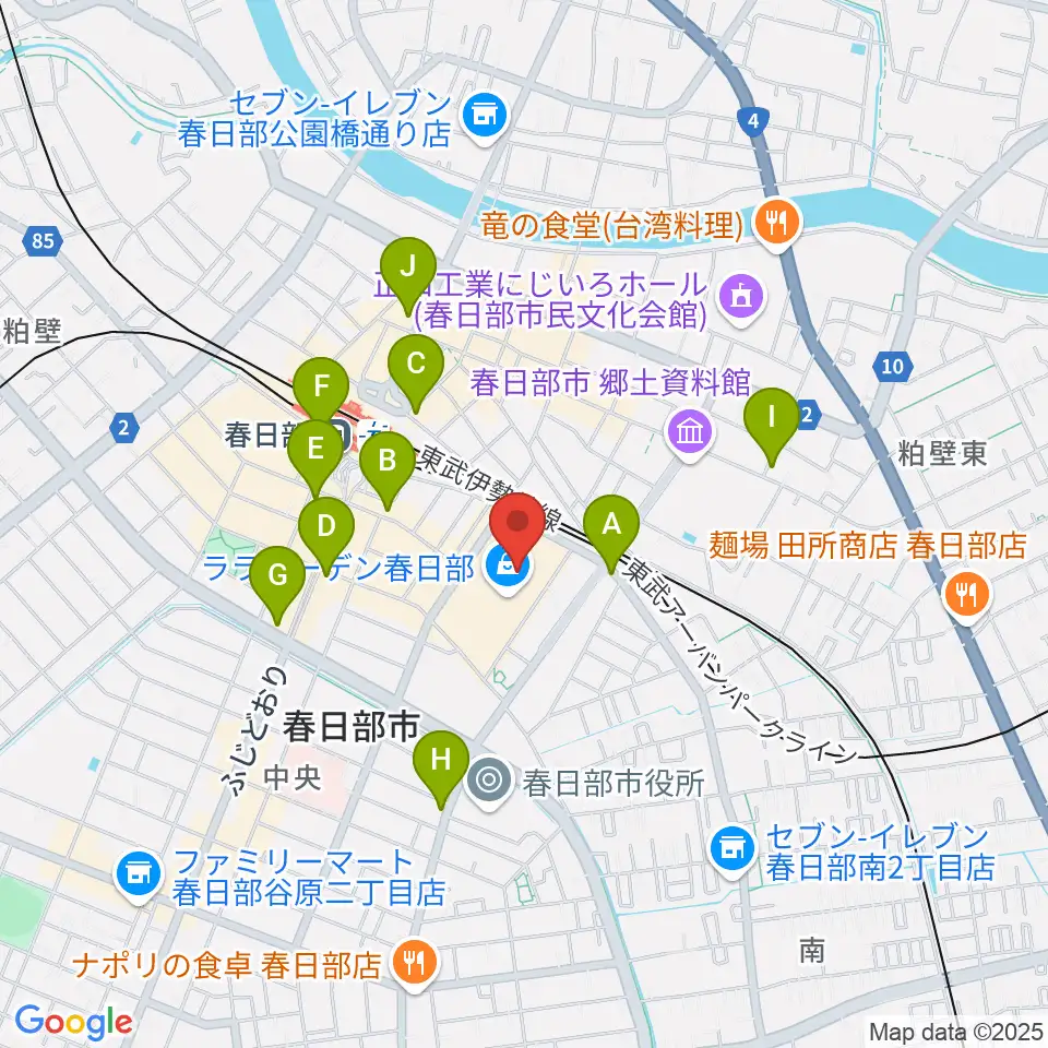 春日部カルチャーセンター周辺のコンビニエンスストア一覧地図
