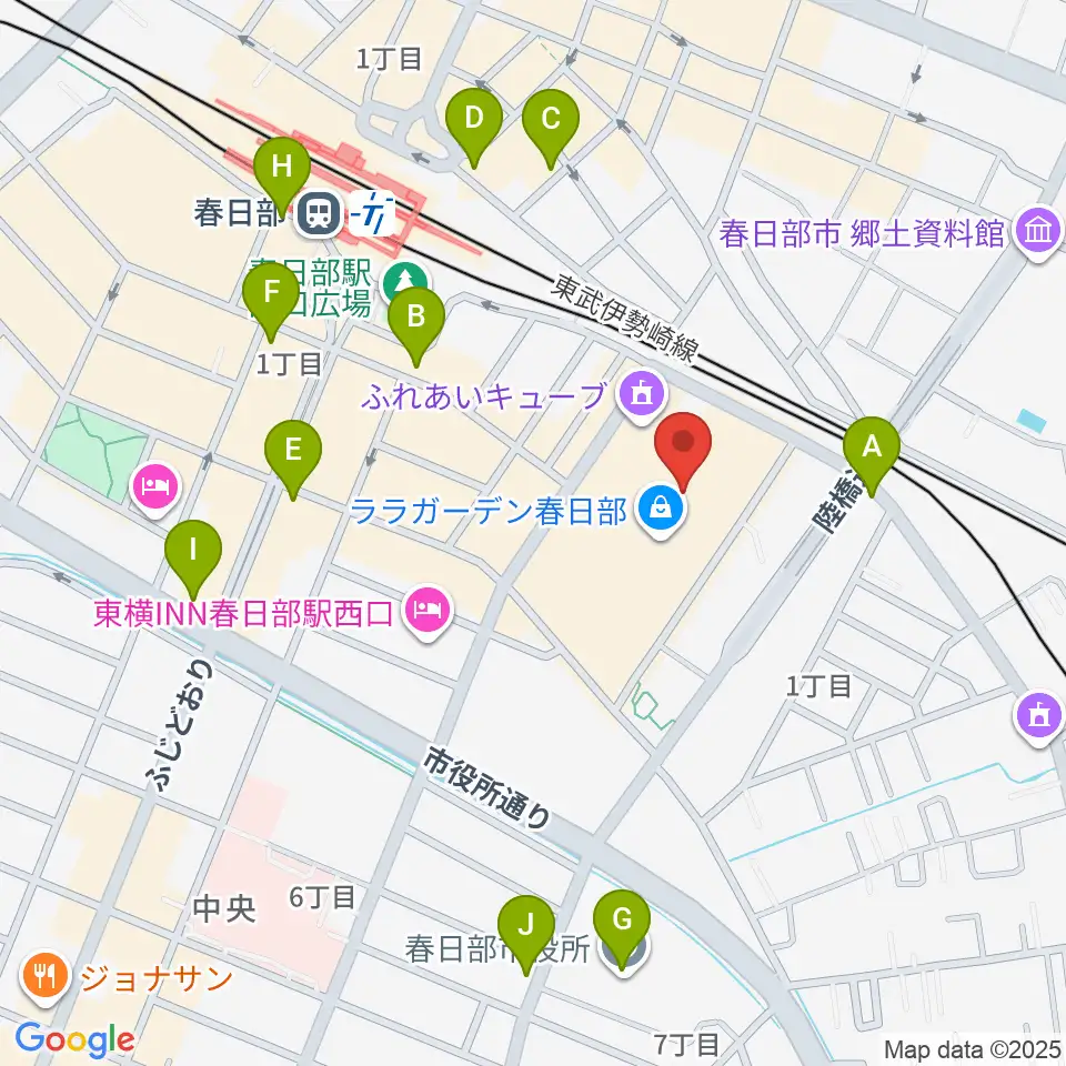 春日部カルチャーセンター周辺のコンビニエンスストア一覧地図