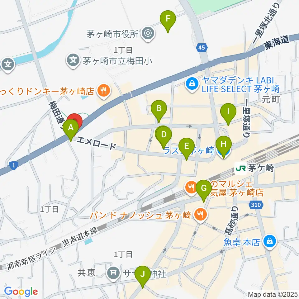 シークミュージックスクール茅ヶ崎校周辺のコンビニエンスストア一覧地図