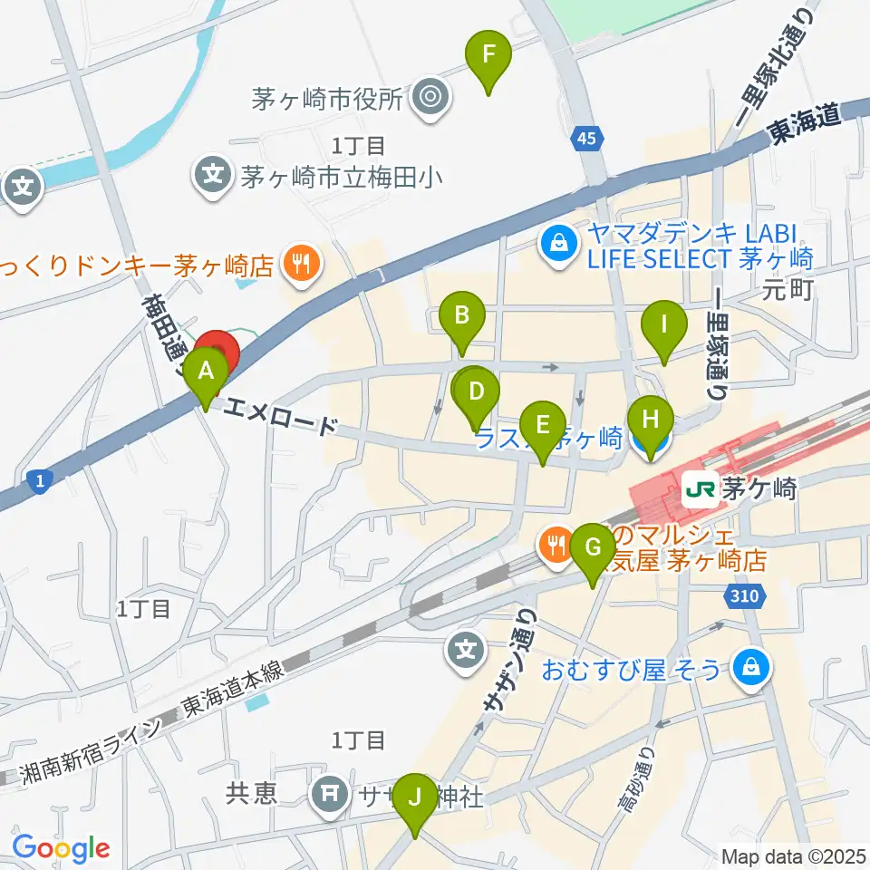 シークミュージックスクール茅ヶ崎校周辺のコンビニエンスストア一覧地図