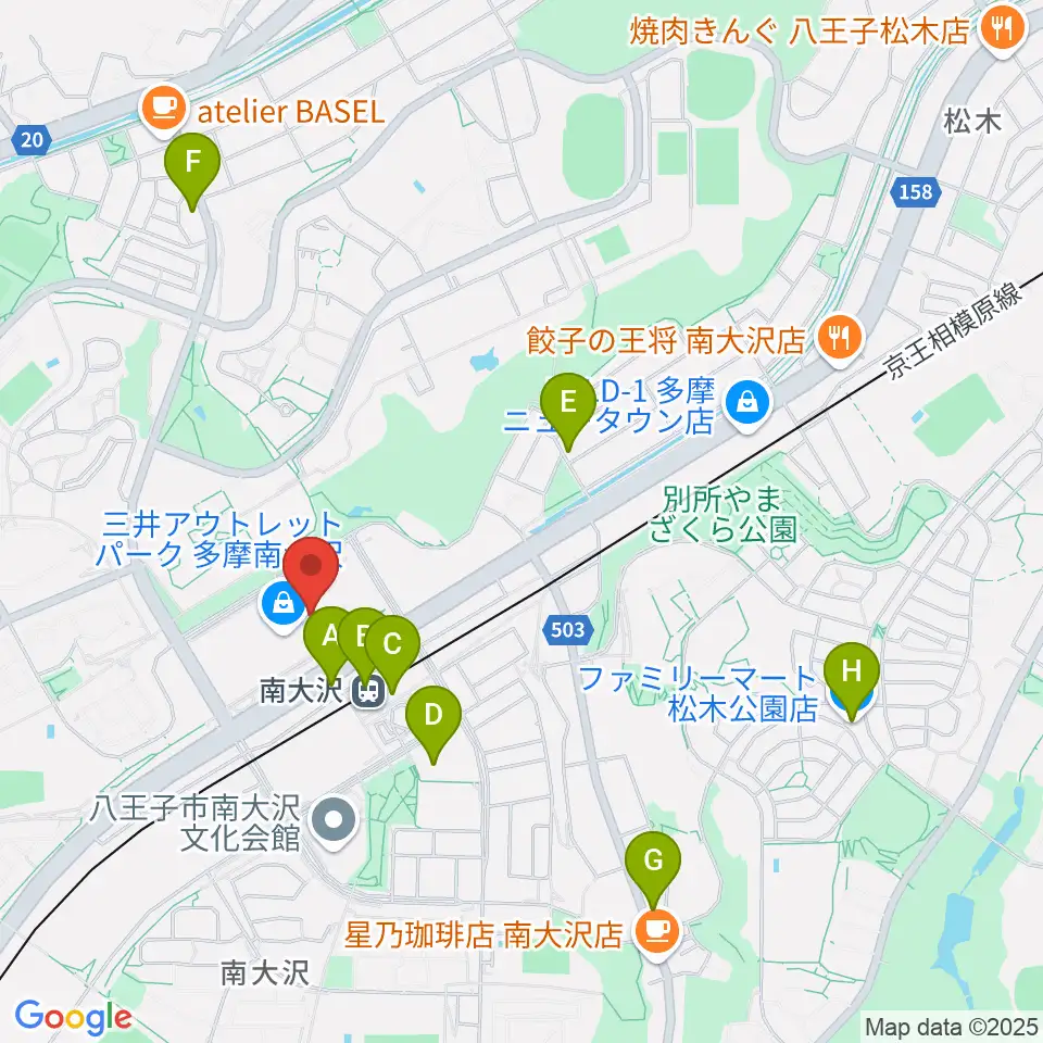 TAMAカルチャーカレッジ周辺のコンビニエンスストア一覧地図