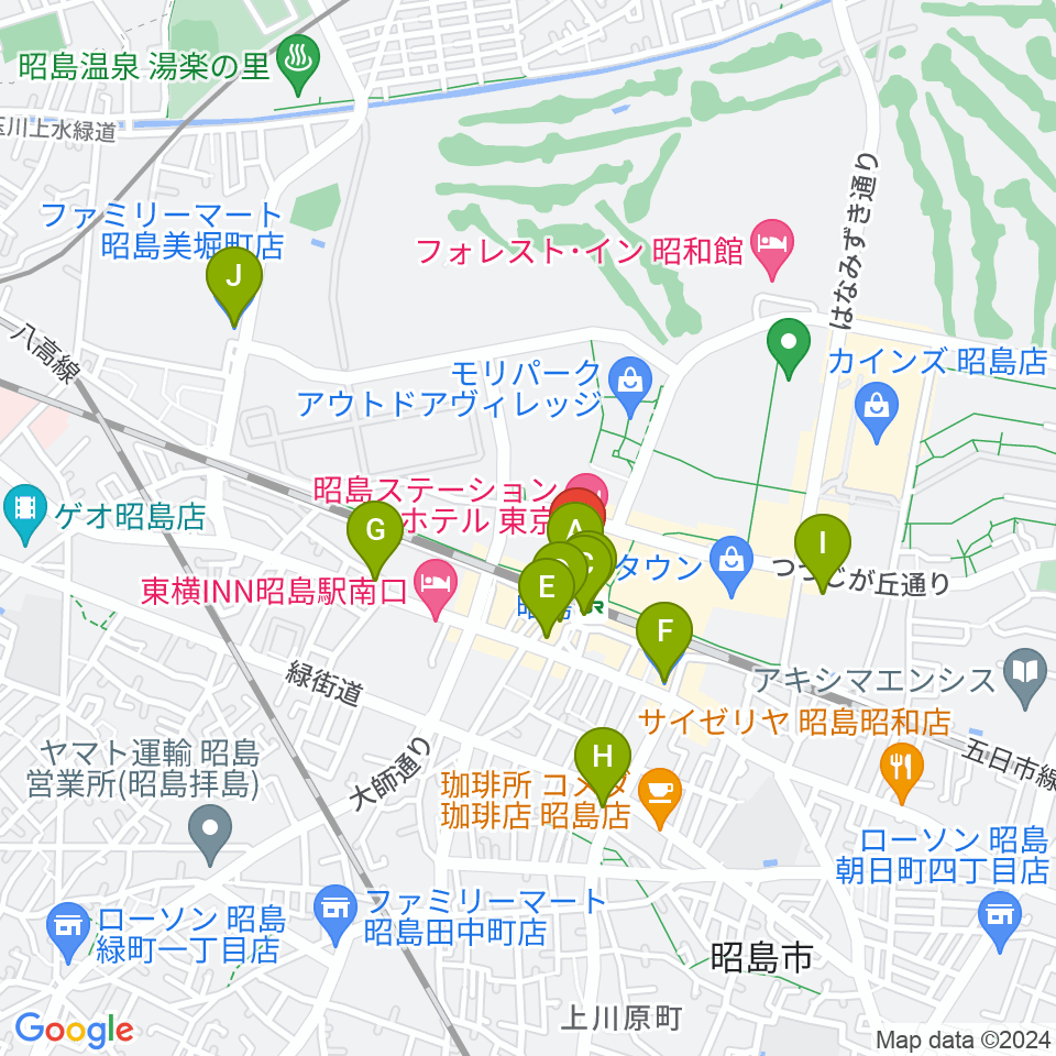 昭和の森カルチャーセンター周辺のコンビニエンスストア一覧地図