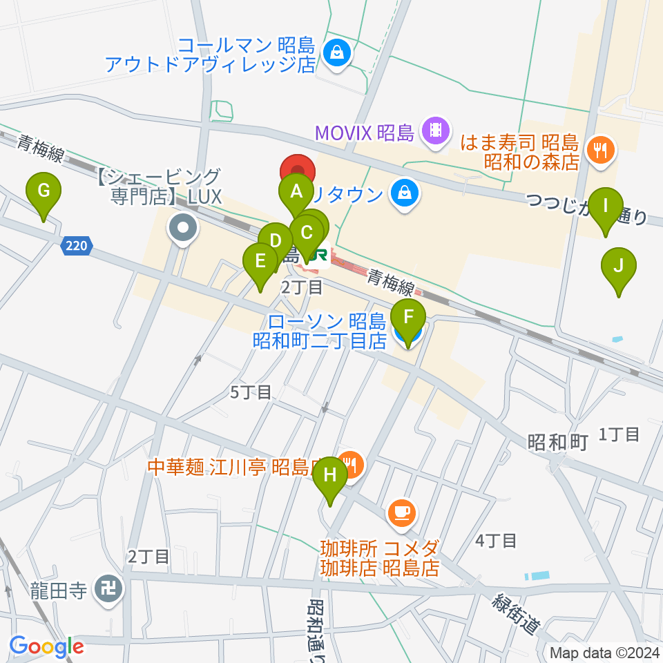 昭和の森カルチャーセンター周辺のコンビニエンスストア一覧地図