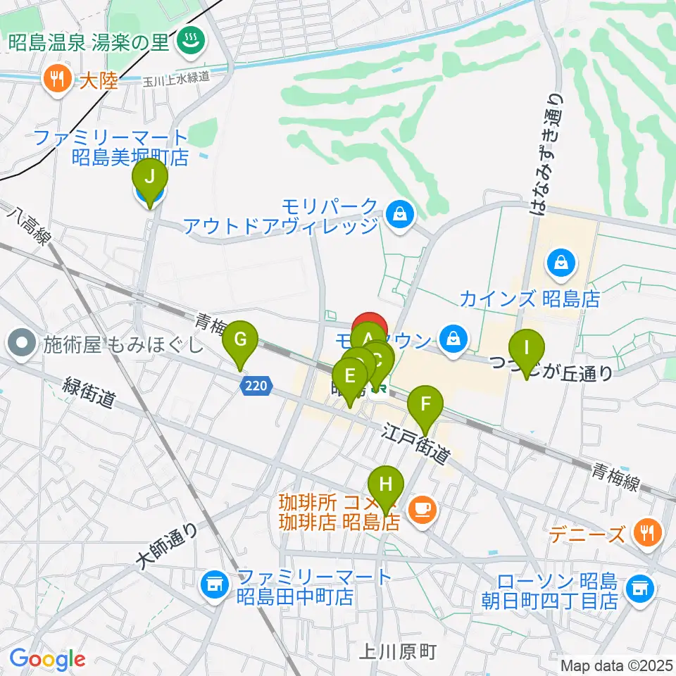 昭和の森カルチャーセンター周辺のコンビニエンスストア一覧地図