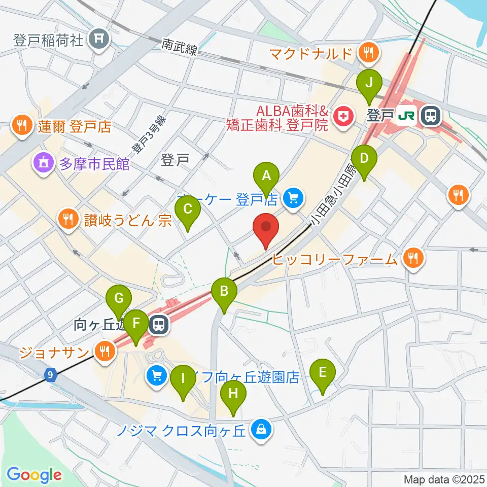 アミーズボーカルスクール向ヶ丘遊園校周辺のコンビニエンスストア一覧地図