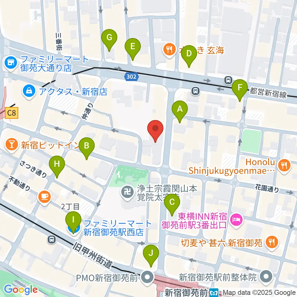 アミーズボーカルスクール新宿三丁目校周辺のコンビニエンスストア一覧地図