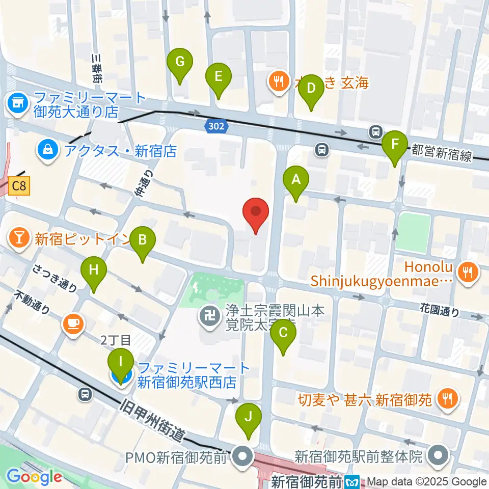 アミーズボーカルスクール新宿三丁目校周辺のコンビニエンスストア一覧地図