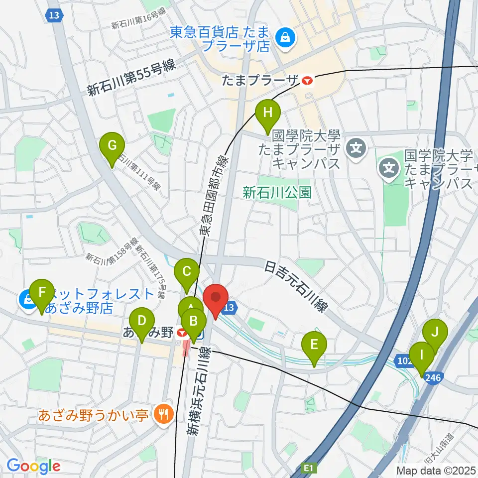 アミーズボーカルスクールあざみ野校周辺のコンビニエンスストア一覧地図