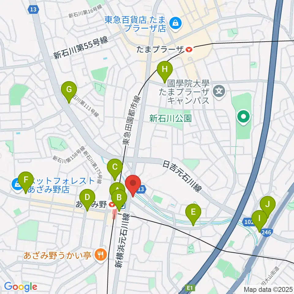 アミーズボーカルスクールあざみ野校周辺のコンビニエンスストア一覧地図