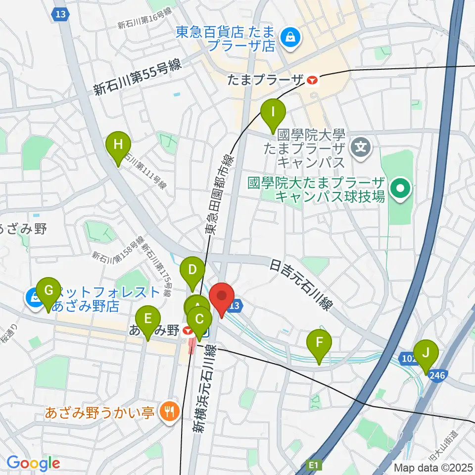 アミーズボーカルスクールあざみ野校周辺のコンビニエンスストア一覧地図