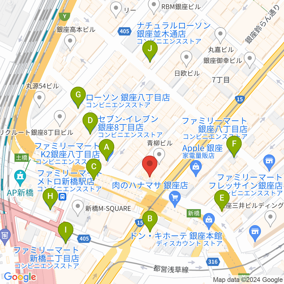 博品館劇場周辺のコンビニエンスストア一覧地図