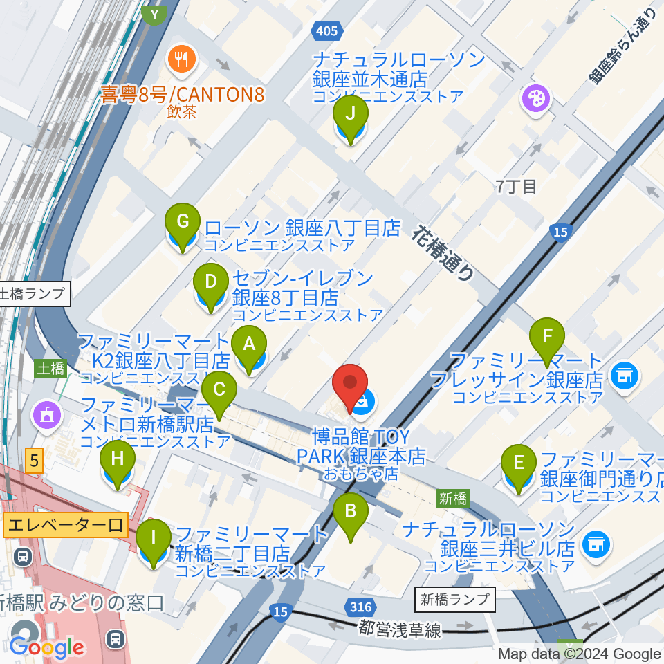 博品館劇場周辺のコンビニエンスストア一覧地図