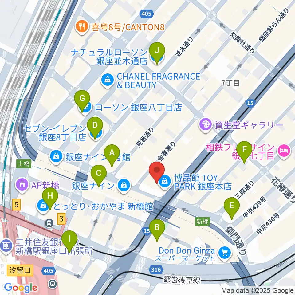 博品館劇場周辺のコンビニエンスストア一覧地図
