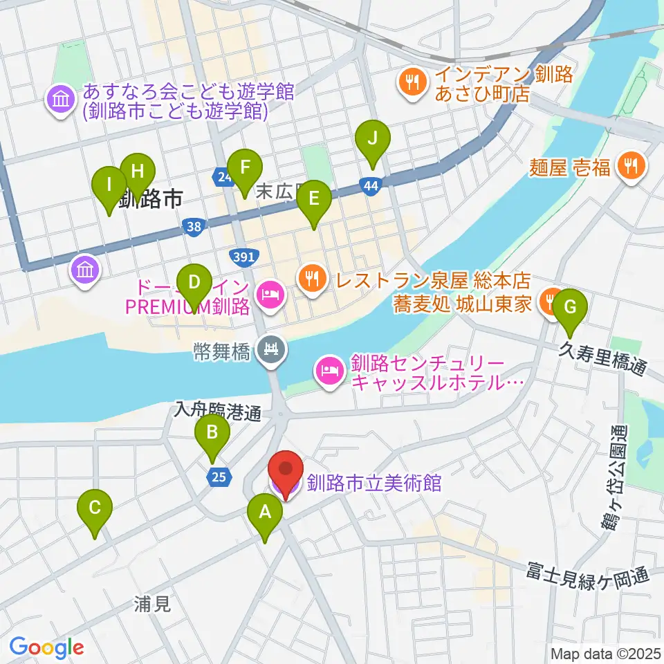 釧路市生涯学習センター まなぼっと幣舞周辺のコンビニエンスストア一覧地図