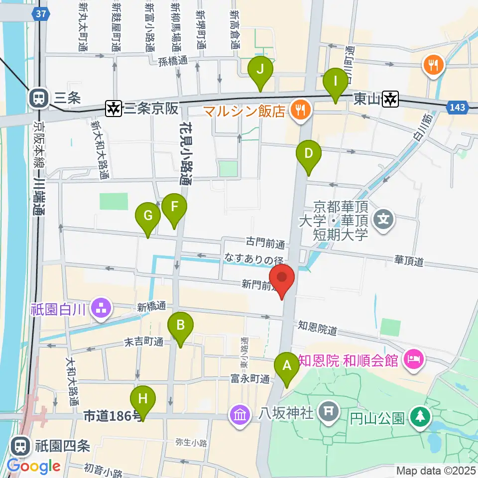 祇園SILVER WINGS周辺のコンビニエンスストア一覧地図