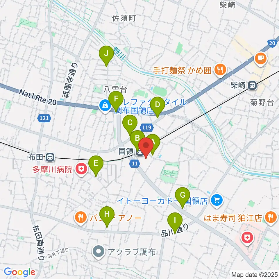 調布カルチャーセンター周辺のコンビニエンスストア一覧地図