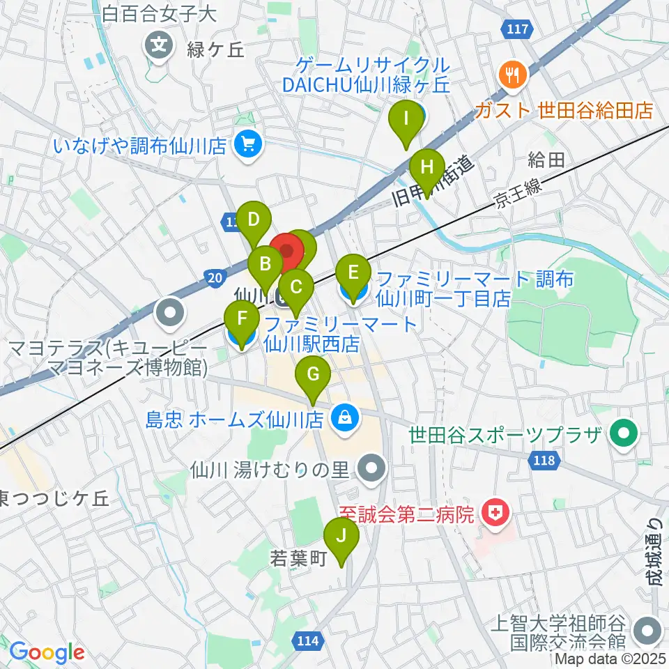 仙川カルチャーセンター周辺のコンビニエンスストア一覧地図
