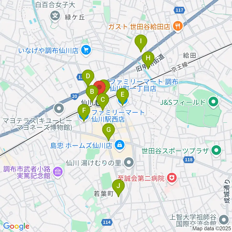 仙川カルチャーセンター周辺のコンビニエンスストア一覧地図