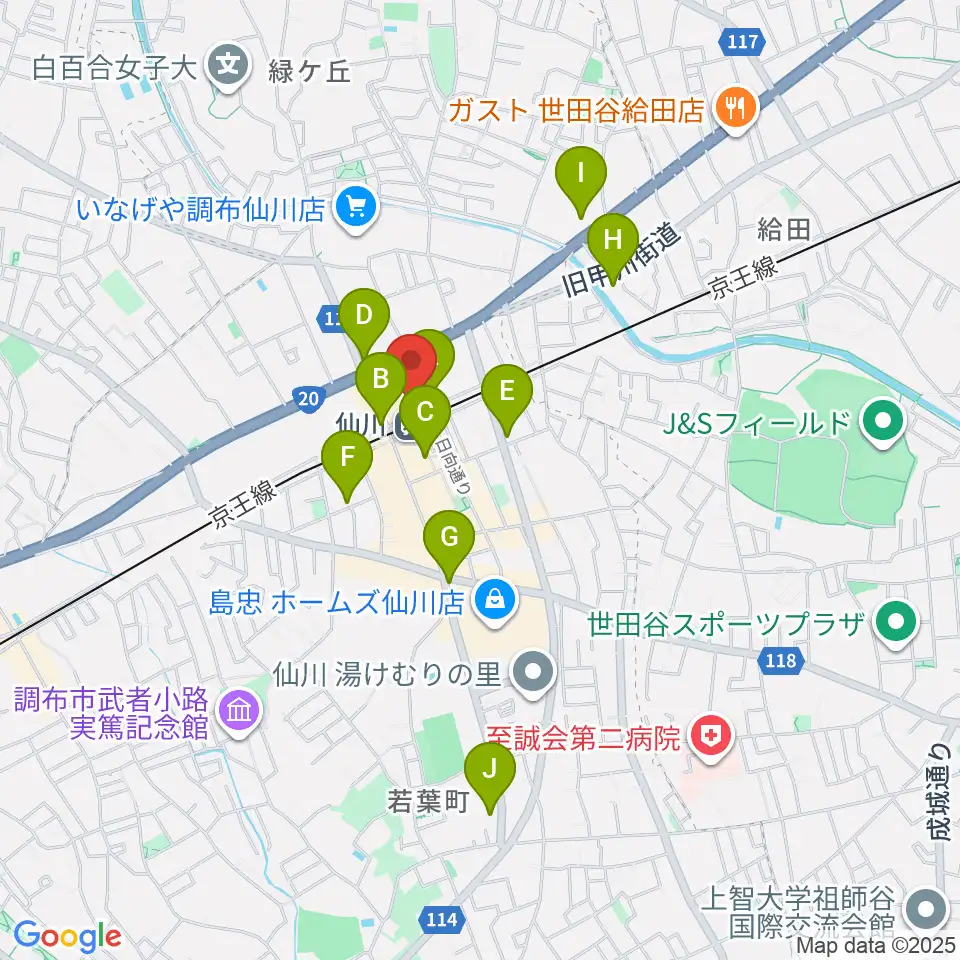 仙川カルチャーセンター周辺のコンビニエンスストア一覧地図
