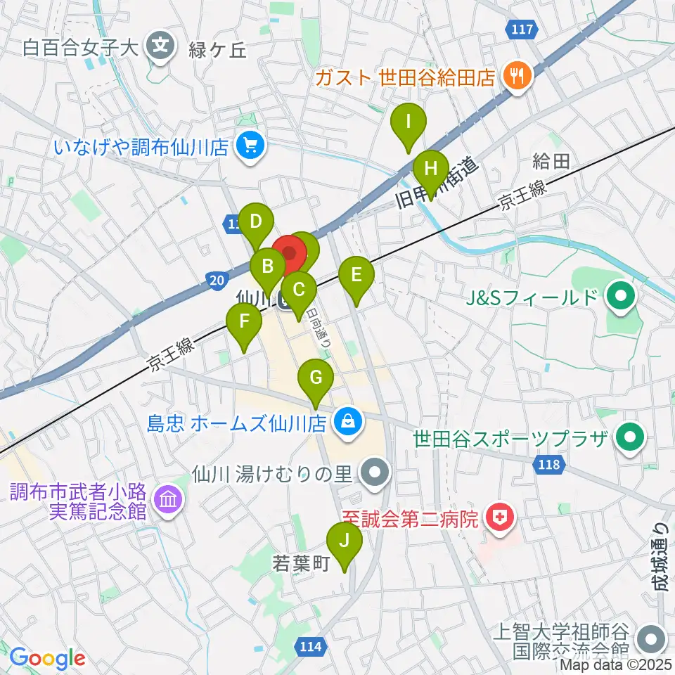仙川カルチャーセンター周辺のコンビニエンスストア一覧地図