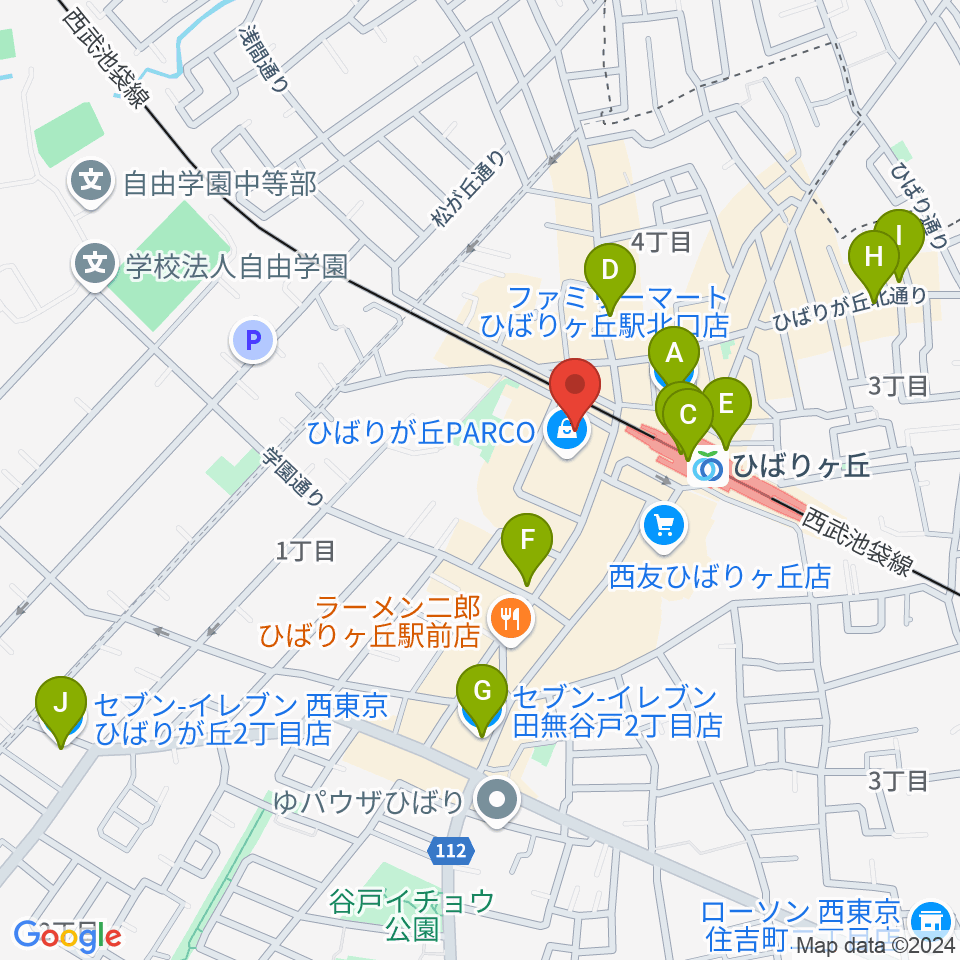 ひばりが丘カルチャーセンター周辺のコンビニエンスストア一覧地図