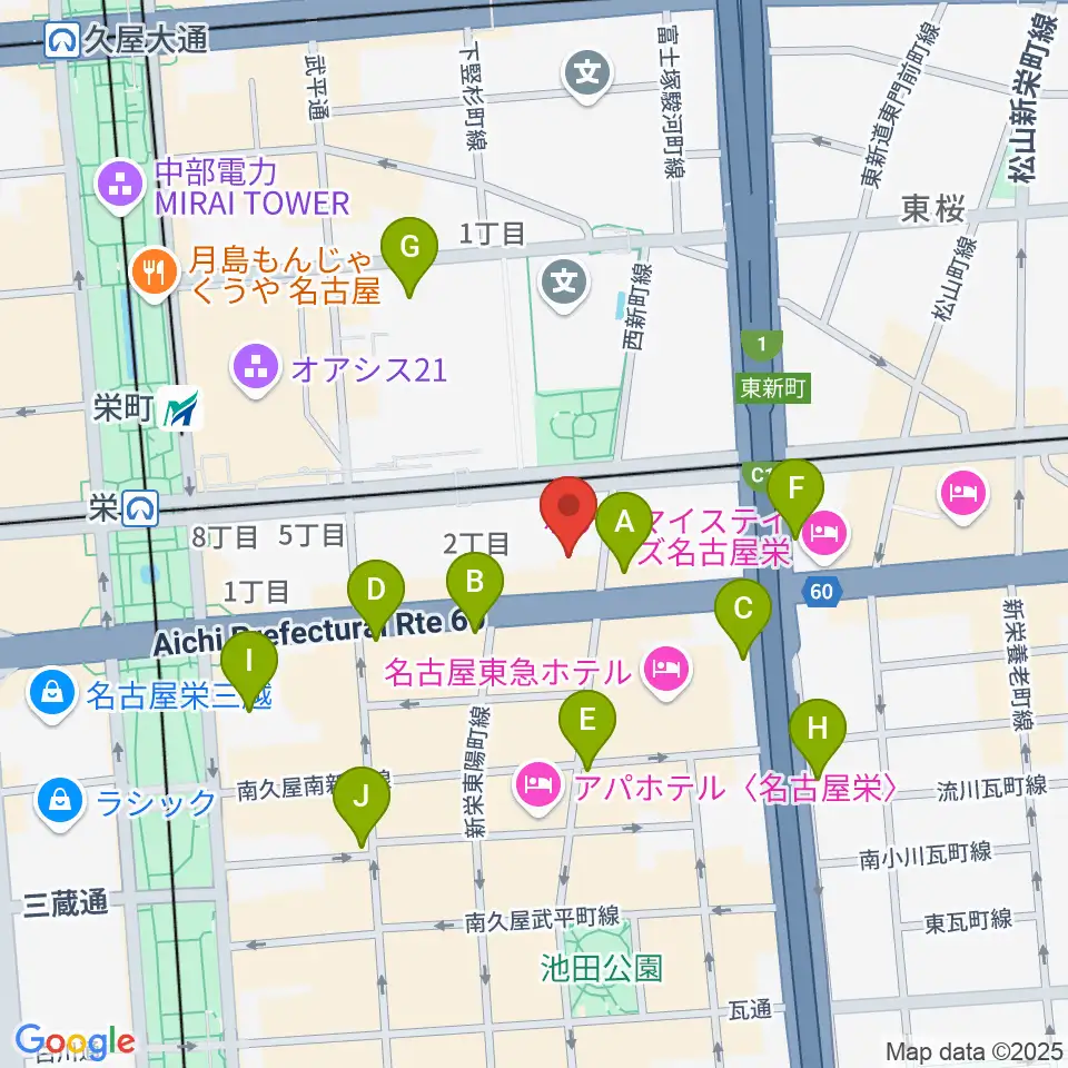 名古屋音楽学校 貸し練習室周辺のコンビニエンスストア一覧地図