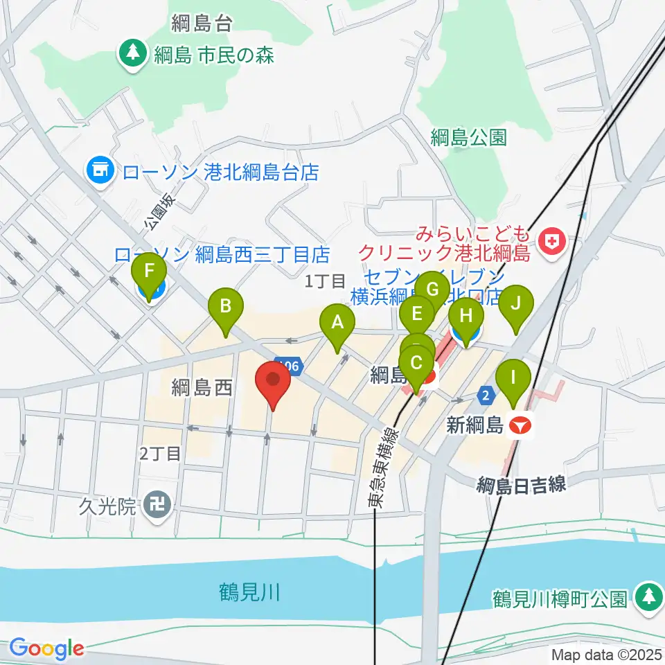 綱島カルチャーセンター周辺のコンビニエンスストア一覧地図