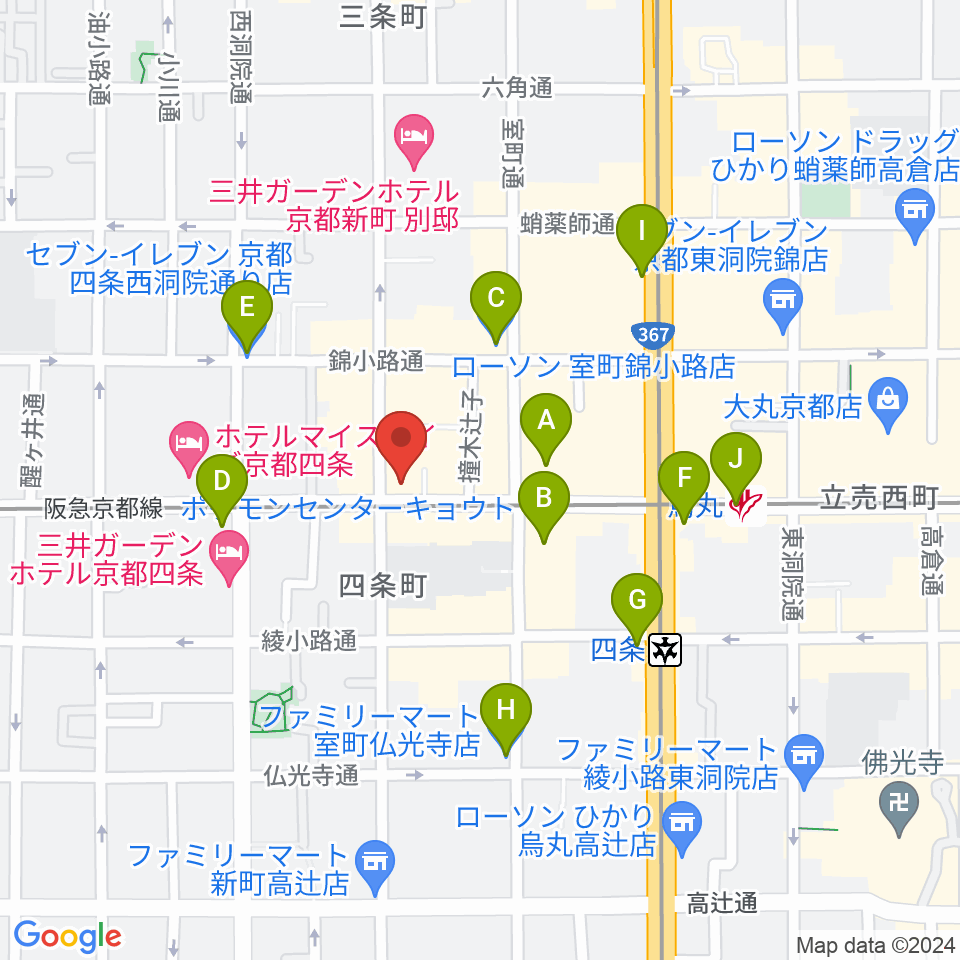 京都MOJO周辺のコンビニエンスストア一覧地図