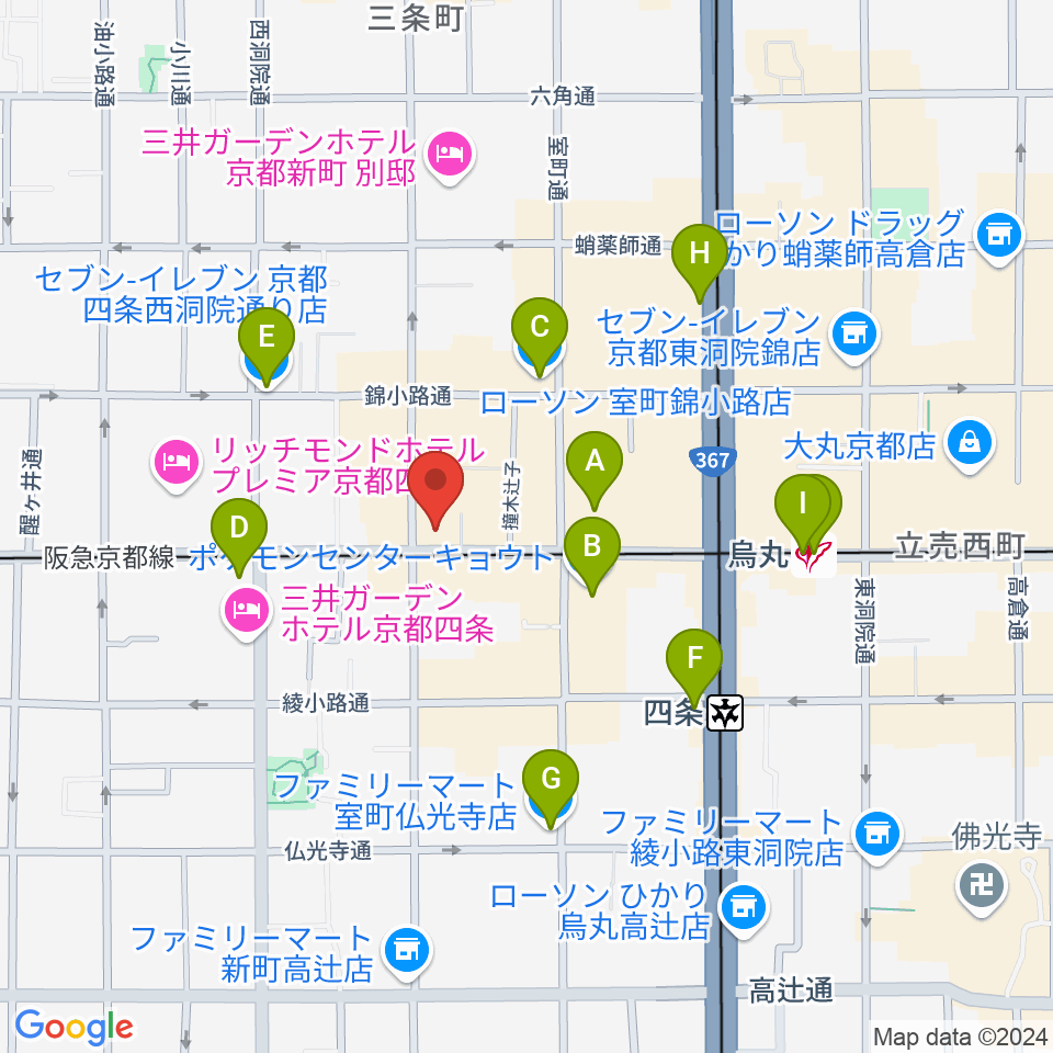 京都MOJO周辺のコンビニエンスストア一覧地図