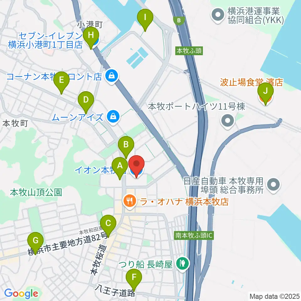 カルチャーセンター本牧周辺のコンビニエンスストア一覧地図