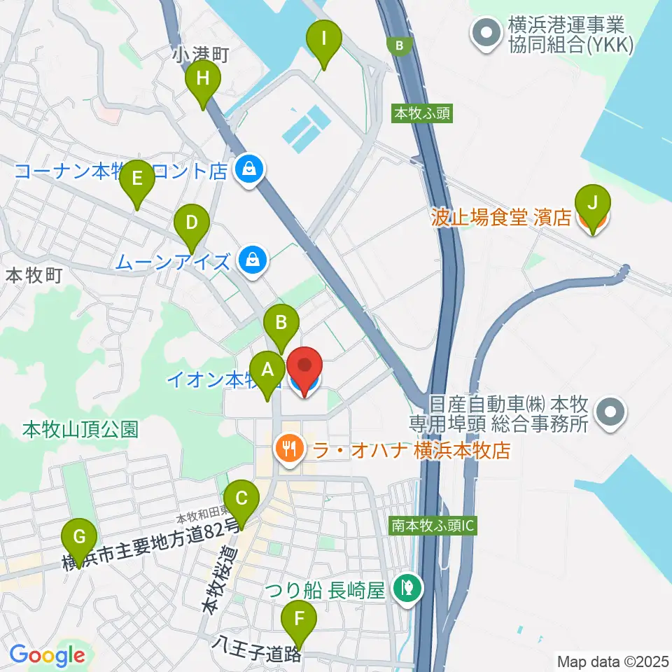 カルチャーセンター本牧周辺のコンビニエンスストア一覧地図