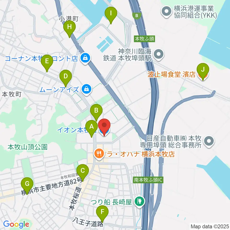 カルチャーセンター本牧周辺のコンビニエンスストア一覧地図