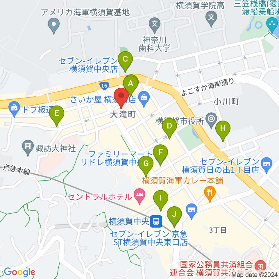 カルチャーセンターさいか屋横須賀周辺のコンビニエンスストア一覧地図