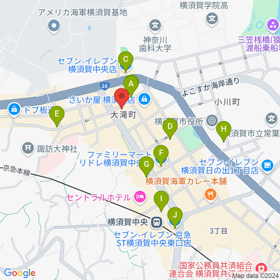 カルチャーセンターさいか屋横須賀周辺のコンビニエンスストア一覧地図