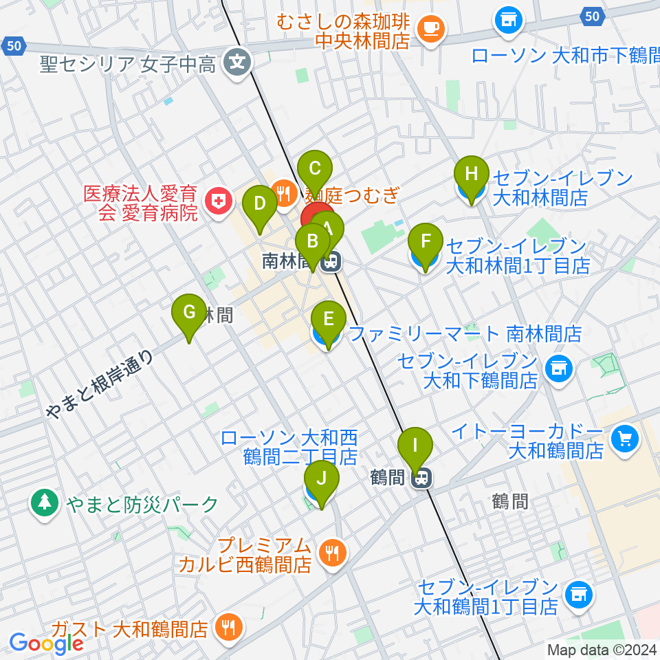 南林間カルチャーセンター周辺のコンビニエンスストア一覧地図