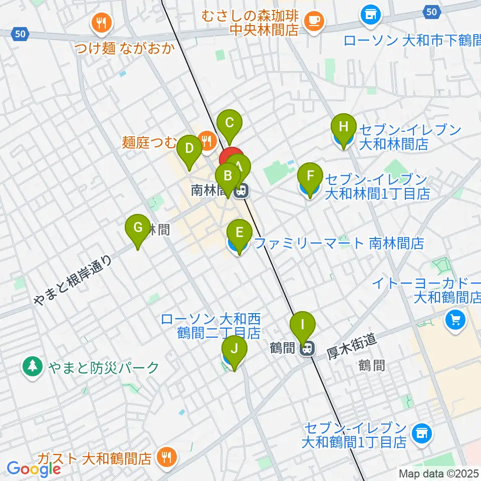 南林間カルチャーセンター周辺のコンビニエンスストア一覧地図