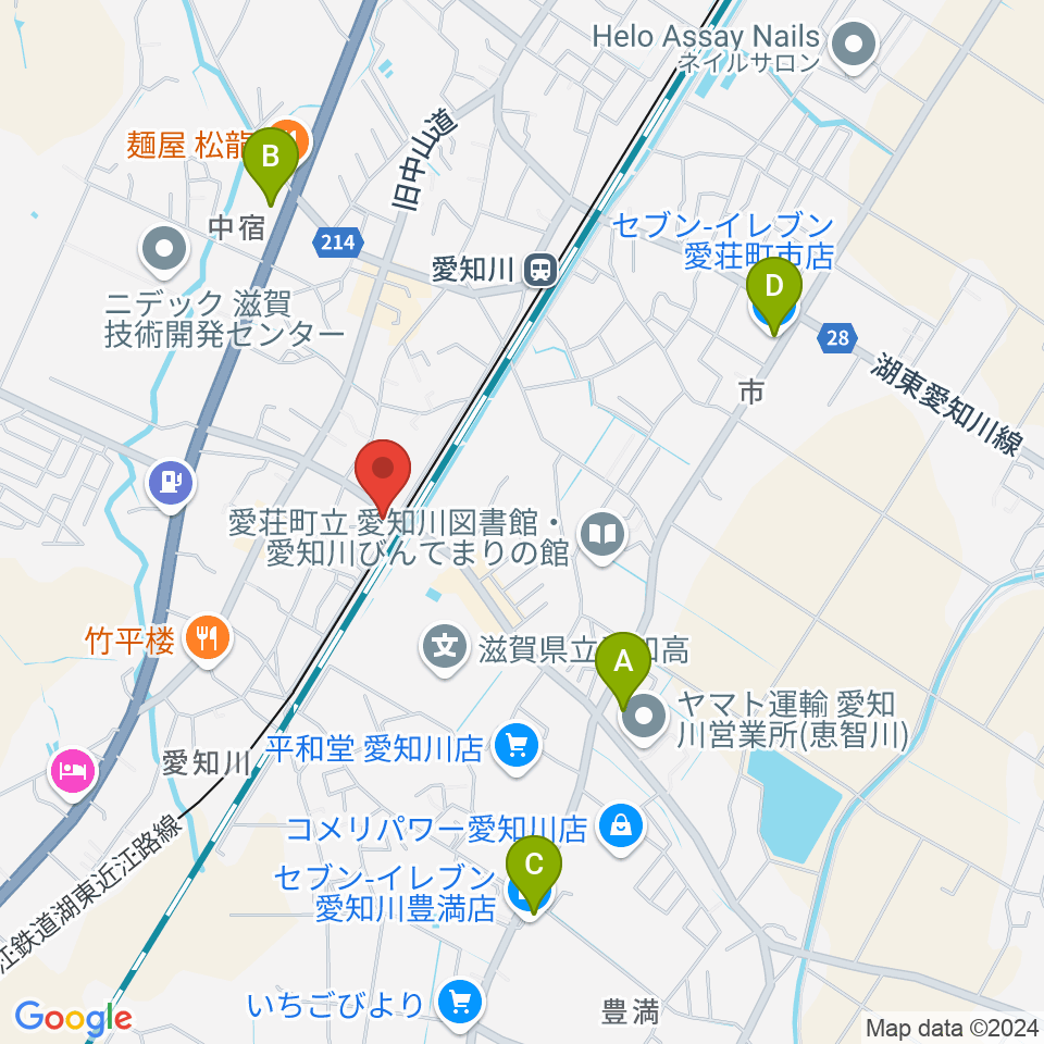 塚本楽器 愛知川店周辺のコンビニエンスストア一覧地図