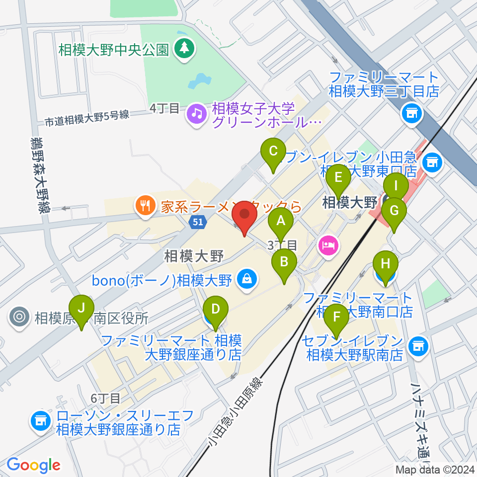 相模大野カルチャーセンター周辺のコンビニエンスストア一覧地図