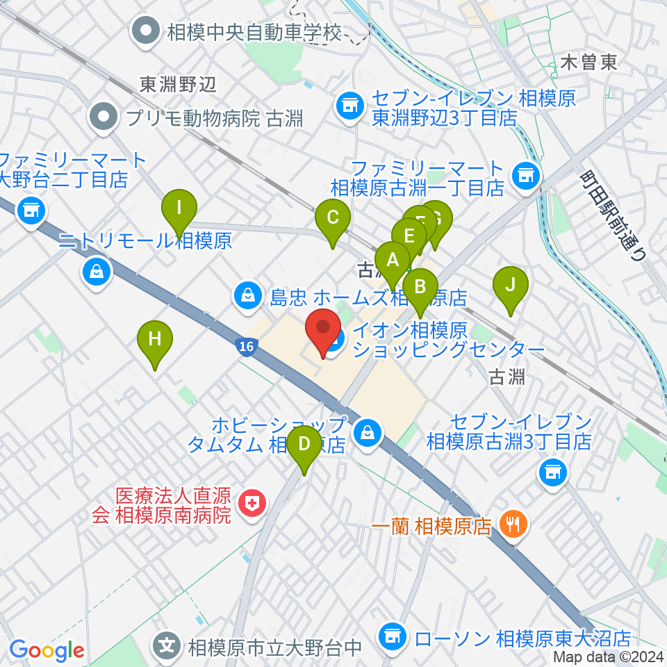 相模原カルチャーセンター古淵店周辺のコンビニエンスストア一覧地図