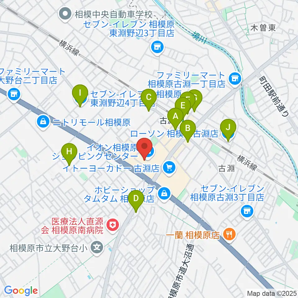 相模原カルチャーセンター古淵店周辺のコンビニエンスストア一覧地図
