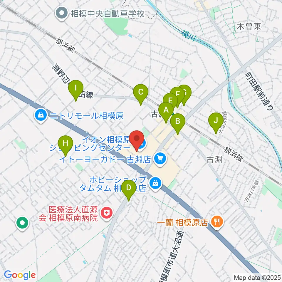 相模原カルチャーセンター古淵店周辺のコンビニエンスストア一覧地図