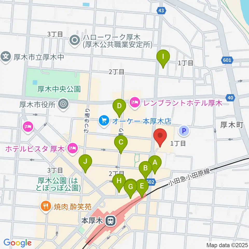 厚木カルチャーセンター周辺のコンビニエンスストア一覧地図