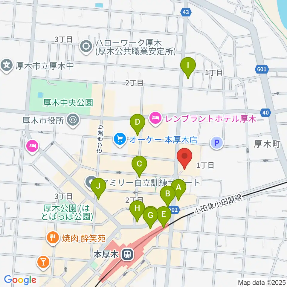 厚木カルチャーセンター周辺のコンビニエンスストア一覧地図