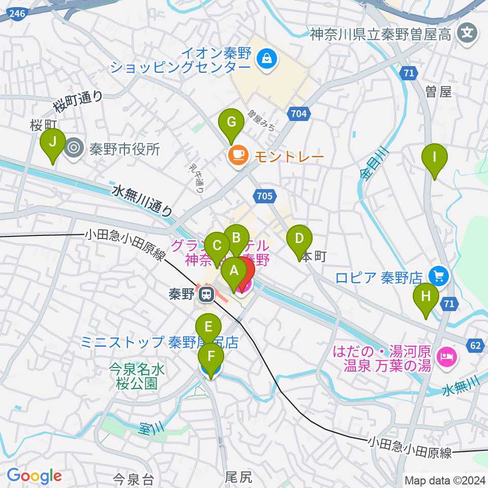 秦野カルチャーセンター周辺のコンビニエンスストア一覧地図