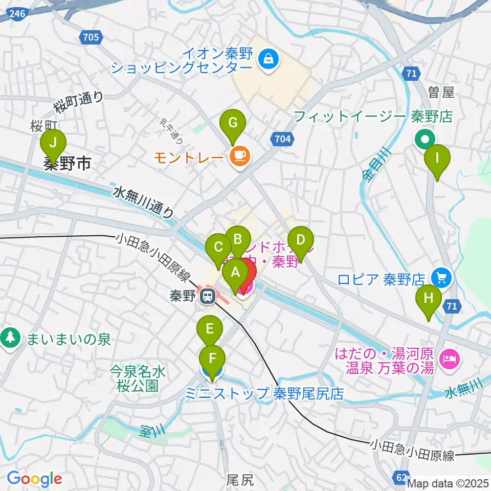 秦野カルチャーセンター周辺のコンビニエンスストア一覧地図