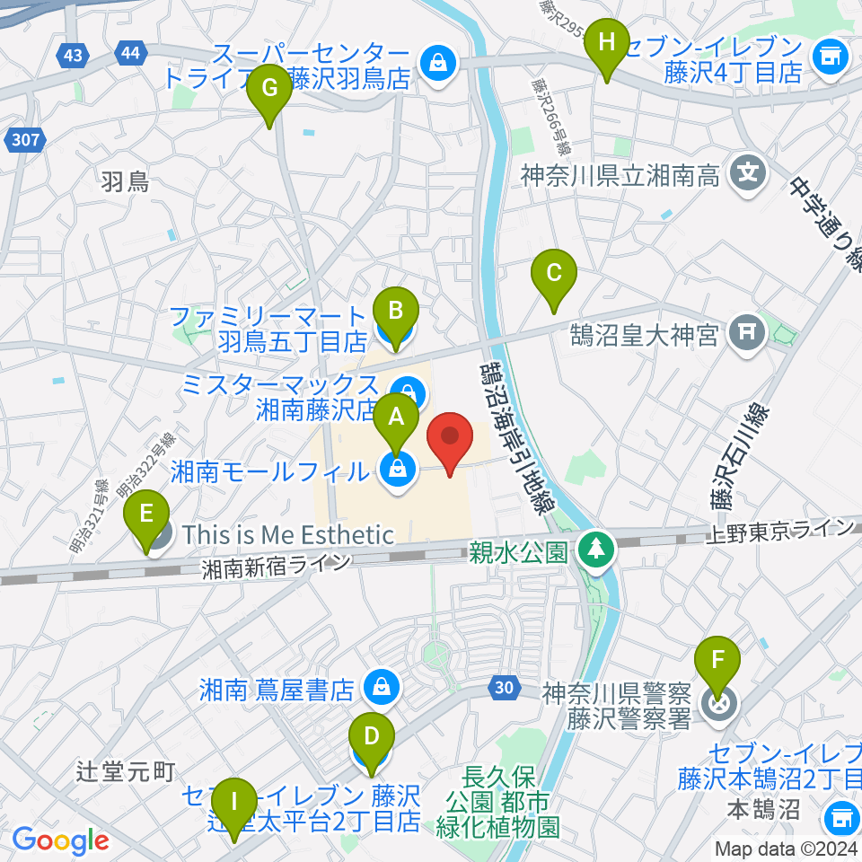 湘南モールカルチャーセンター周辺のコンビニエンスストア一覧地図