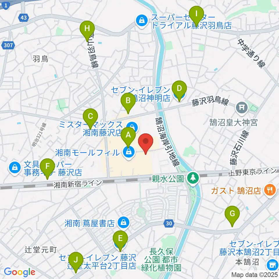 湘南モールカルチャーセンター周辺のコンビニエンスストア一覧地図