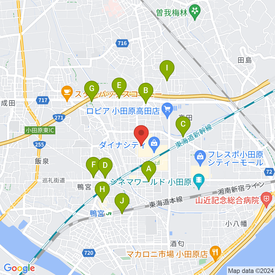 カルチャーセンター小田原周辺のコンビニエンスストア一覧地図