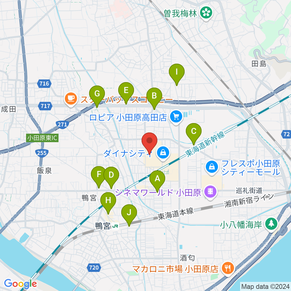 カルチャーセンター小田原周辺のコンビニエンスストア一覧地図